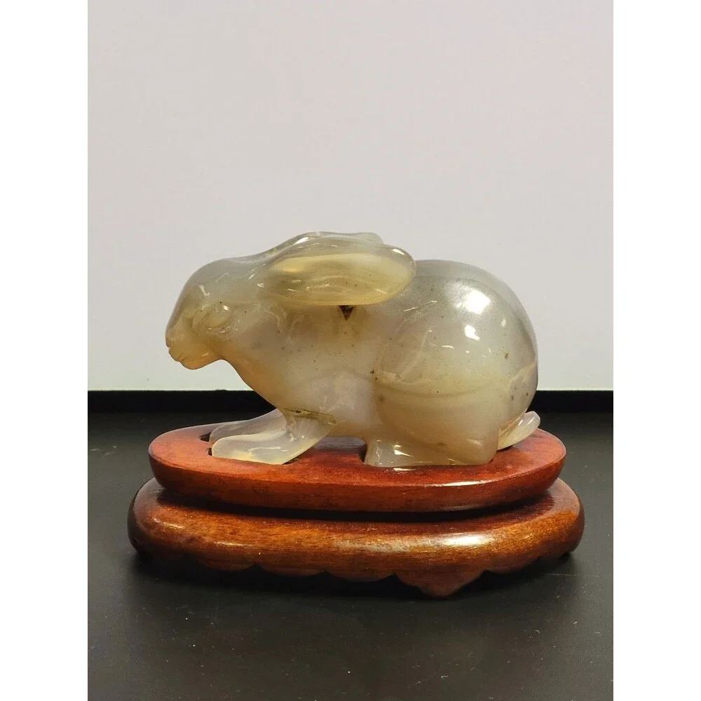 Vintage Chinese  Jade? Rabbit Feng Shui Carved Figurine